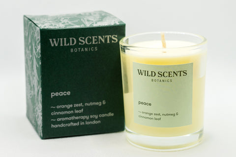 peace ~ orange peel spice scented candle handcrafted by Wild Scents Botanics