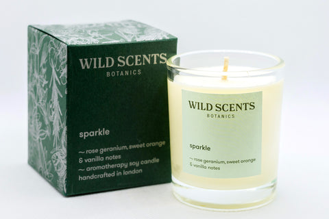 sparkle ~ sensual floral scented candle handcrafted by Wild Scents Botanics