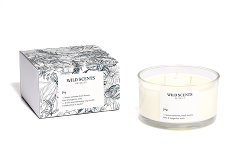 joy ~ 3 wick scented candle handcrafted by Wild Scents Botanics
