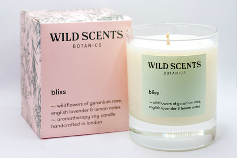 bliss ~ wildflowers scented candle handcrafted by Wild Scents Botanics
