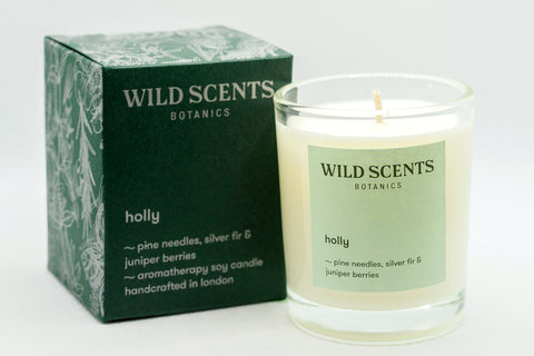 holly ~ fresh leaf scented candle handcrafted by Wild Scents Botanics